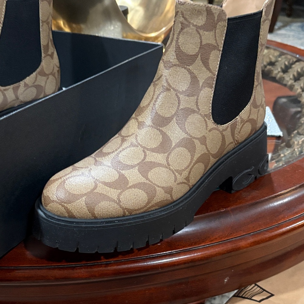 Coach Tan and Black Ankle Booties